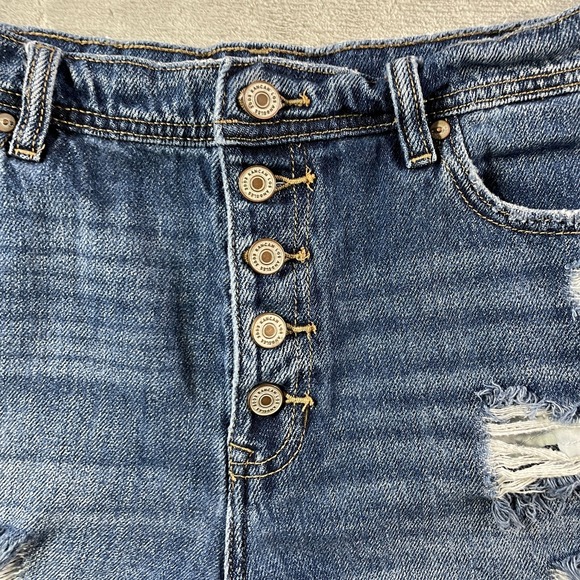 Kancan Jean Shorts Womens 29‎ Distressed Frayed Hem High Rise Button Fly Denim - Picture 4 of 9